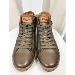 Pikolinos Lagos Leather Lace-Up Sneakers Oviedo Olive Green Ankle Boots Size 39